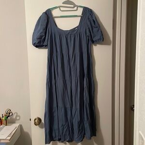 Blue Puffy Sleeve Maxi Dress